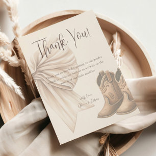 Beige Boots eller Bows Watercolor Gender Reveal Tack Kort