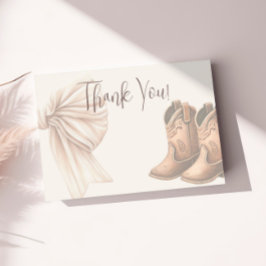 Beige Boots eller Bows Watercolor Gender Reveal Tack Kort