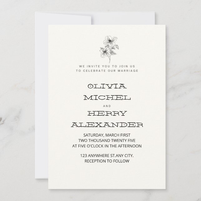 BEIGE BOTANIC CLASSY INVITATION INBJUDNINGAR (Framsida)