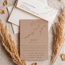 Beige Botanisk Bröllops-RSVP-Kort Inbjudningar