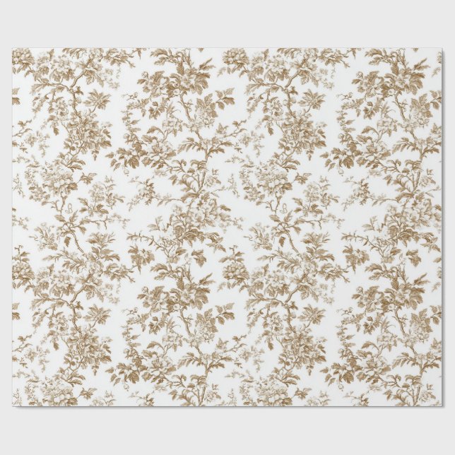 Beige Botaniska Blommiga Kluster Inpackningspapper Presentpapper (Platt)