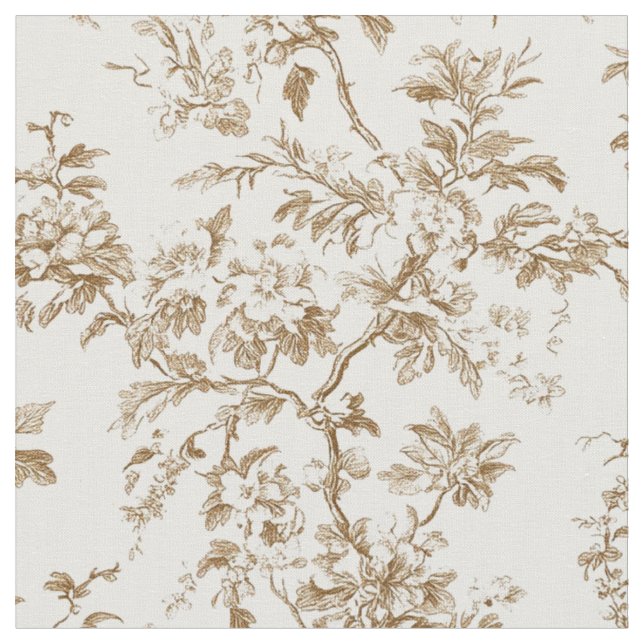 Beige botaniskt grenmönster tyg (Närbild)