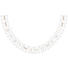 Beige Bow Baby Shower Vimplar