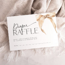 Beige Bow Blöja Lotteri Biljett Baby Shower