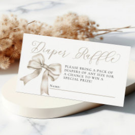 Beige Bow Coquette Baby Shower Raffle Tilläggskort