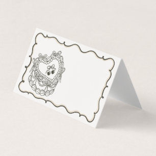 Beige Bow Coquette Cake Bachelorette Place Cards Kort