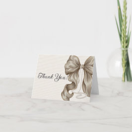 Beige Bow Flicka Baby Shower  Tack Kort