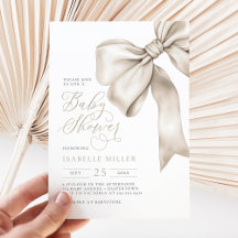 Beige Bow Gender Neutral Baby Shower