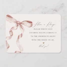 Beige Bow Gifter sig  en Recept-infogning Tilläggskort
