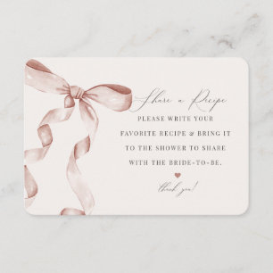 Beige Bow Gifter sig  en Recept-infogning Tilläggskort