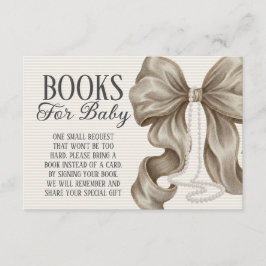 Beige Bow Girl Baby Shower Books For Baby Tilläggskort