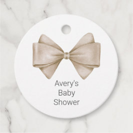 Beige Bow Modern Boho Baby Shower Gåvor Etiketter