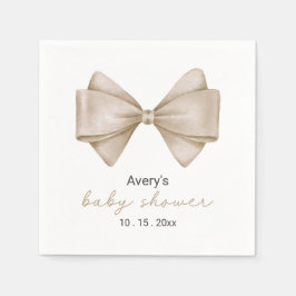Beige Bow Modern Boho Baby Shower Napkins Pappersservett