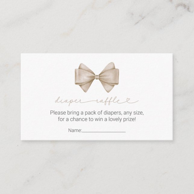 Beige Bow Modern Boho Baby Shower Raffle Tilläggskort (Framsida)