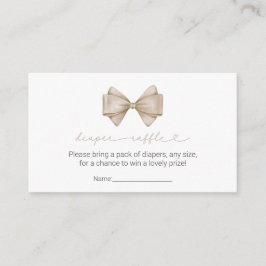 Beige Bow Modern Boho Baby Shower Raffle Tilläggskort