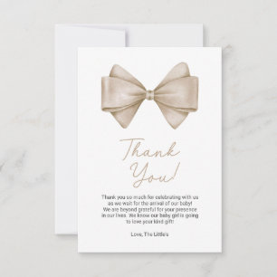 Beige Bow Modern Boho Baby Shower Tack Kort