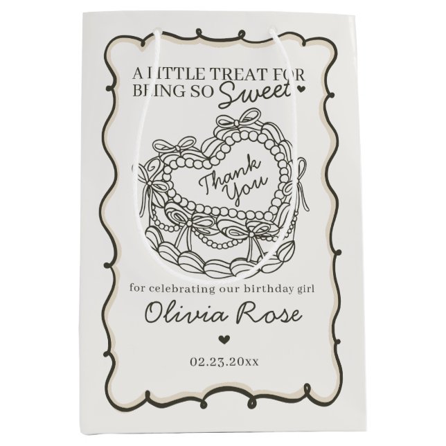 Beige Bow Retro Heart Coquette Cake Birthday (Framsidan)