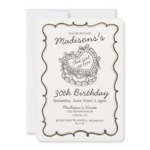 Beige Bow Retro Heart Coquette Cake Birthday