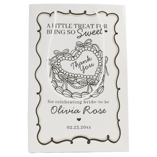 Beige Bow Retro Heart Coquette Cake Möhippa (Framsidan)