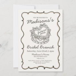 Beige Bow Retro Heart Coquette Cake Möhippa Brunch Inbjudningar