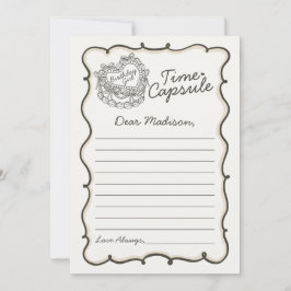 Beige Bow Retro Heart Coquette Cake Time Capsule Inbjudningar