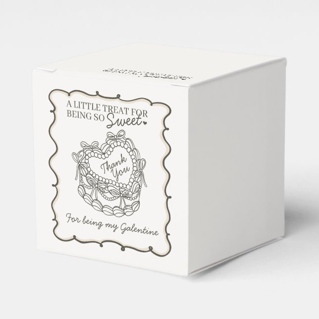 Beige Bow Retro Hjärtcoquette Tårta Galentines Presentaskar (Framsidan Sidan)