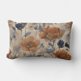 Beige Bränd Orange Dammig Marinblå Blommig Lumbarkudde