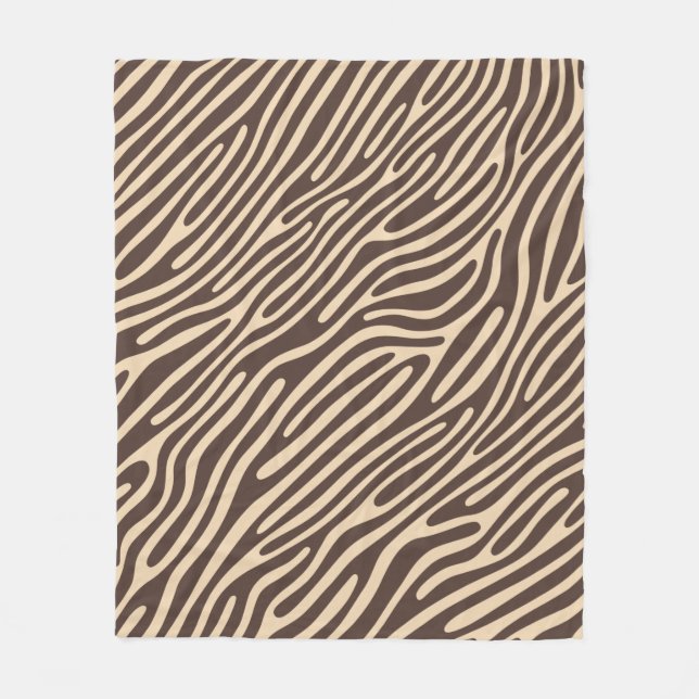 Beige Braune Zebra Streifen Druck Fleecefilt (Framsidan)
