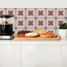 Beige-bricka med färgad blomma och grått ram kakelplatta