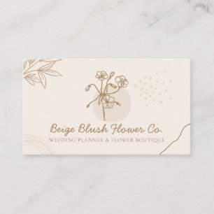Beige Bröllop Calligraphy Chic Classy Flower Visitkort