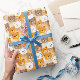 Beige & Brown Bear-huvuden Presentpapper