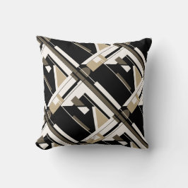 Beige Brown Black White Diagonal Geometric Design Kudde