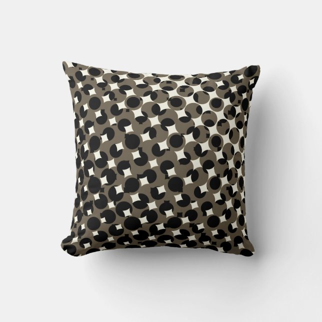 Beige Brown Black White Kudde (Framsida)