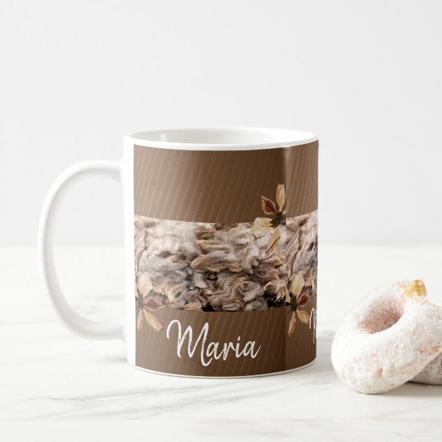 Beige Brown Blommigt Mugg (Med munk)