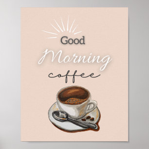 Beige Brown Bra Morgonkaffekonst Poster