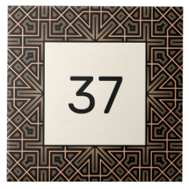 Beige & Brown Chic Finare Deco House Number Plaque Kakelplatta