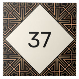 Beige & Brown Chic Finare Deco House Number Plaque Kakelplatta
