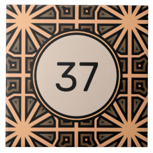 Beige & Brown Chic Finare Deco House Number Plaque Kakelplatta