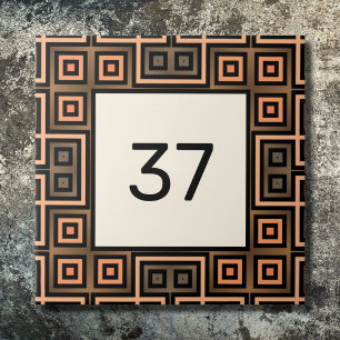 Beige & Brown Chic Finare Deco House Number Plaque Kakelplatta