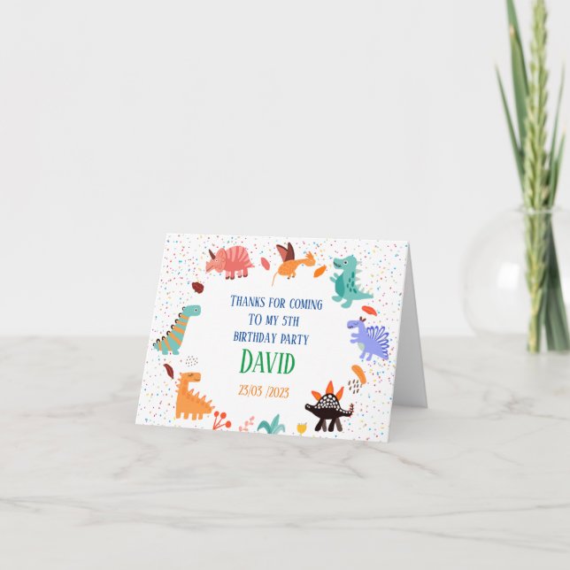 Beige Brown Cute Dinosaur Birthday Tack för ditt k (Framsida)