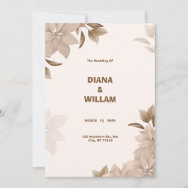 Beige Brown Elegant Aesthetic Wedding bjudande Inbjudningar