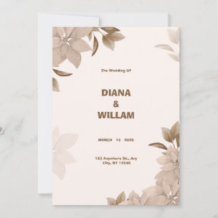 Beige Brown Elegant Aesthetic Wedding bjudande Inbjudningar