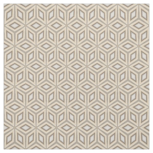 Beige Brown Geometric Retro Stars Cubas Mönster Tyg (Provkarta)