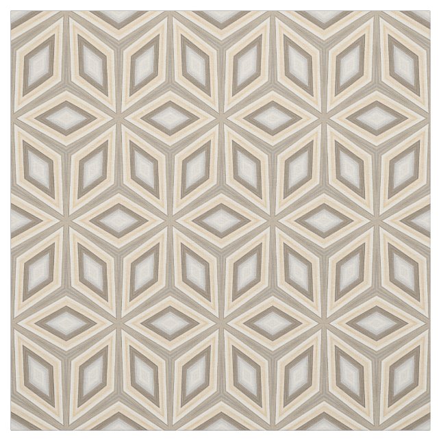 Beige Brown Geometric Retro Stars Cubes Mönster Tyg (Provkarta)