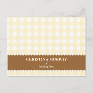 Beige Brown gingham-invändigt recept på eget namn Vykort