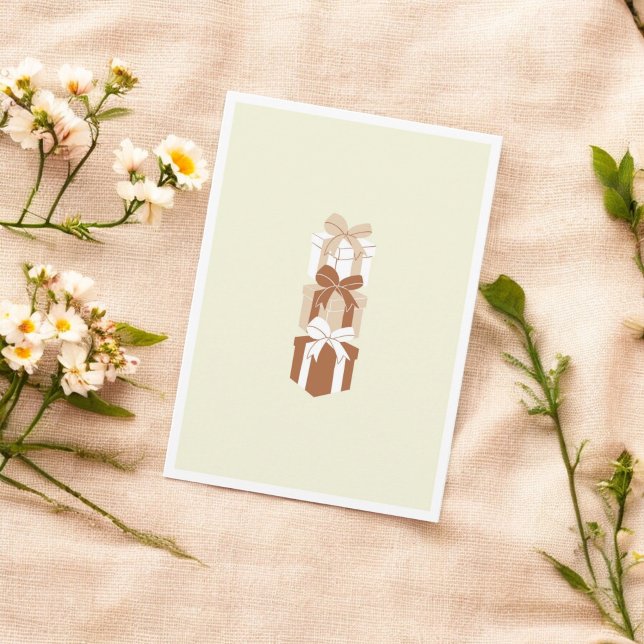 Beige Brown Helgdag Gift Box Festive Elegance Card (Skapare uppladdad)