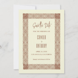 Beige Brown Islamic Geometric Two Gräns Bröllop Inbjudningar