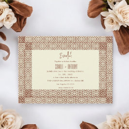 Beige Brown Islamic Geometric Two Gräns Bröllop Inbjudningar