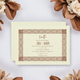 Beige Brown Islamic Geometric Two Gräns Bröllop Inbjudningar