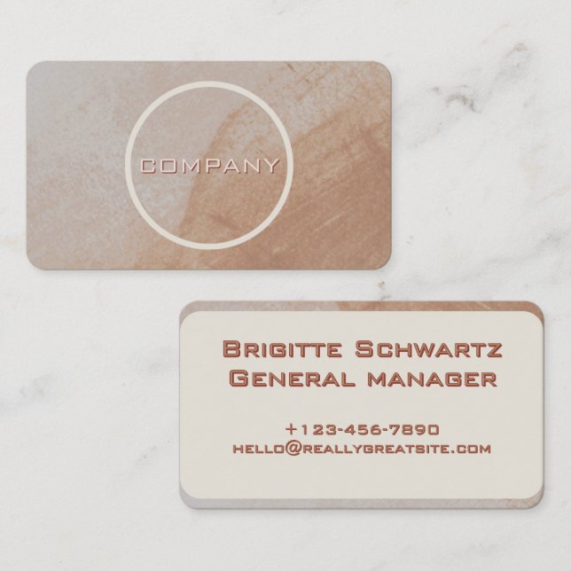 Beige Brown Minimalist Abstract Visitkort (Fram/baksida)